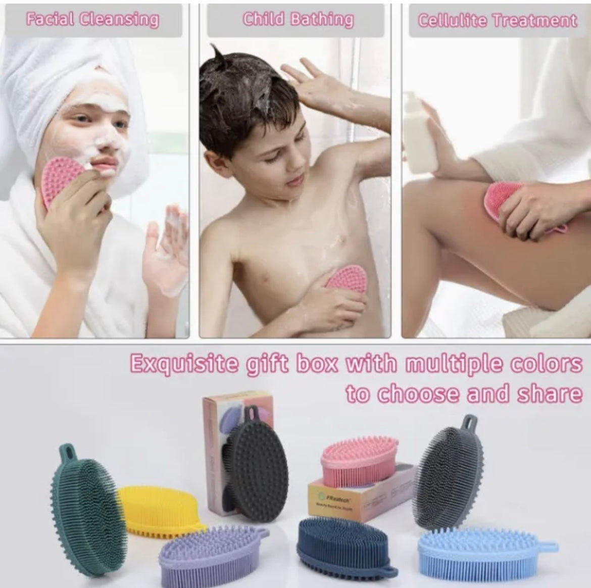 Body Scrubber, Silicone Dual-sided Bath Shower Body Exfoliation Brush