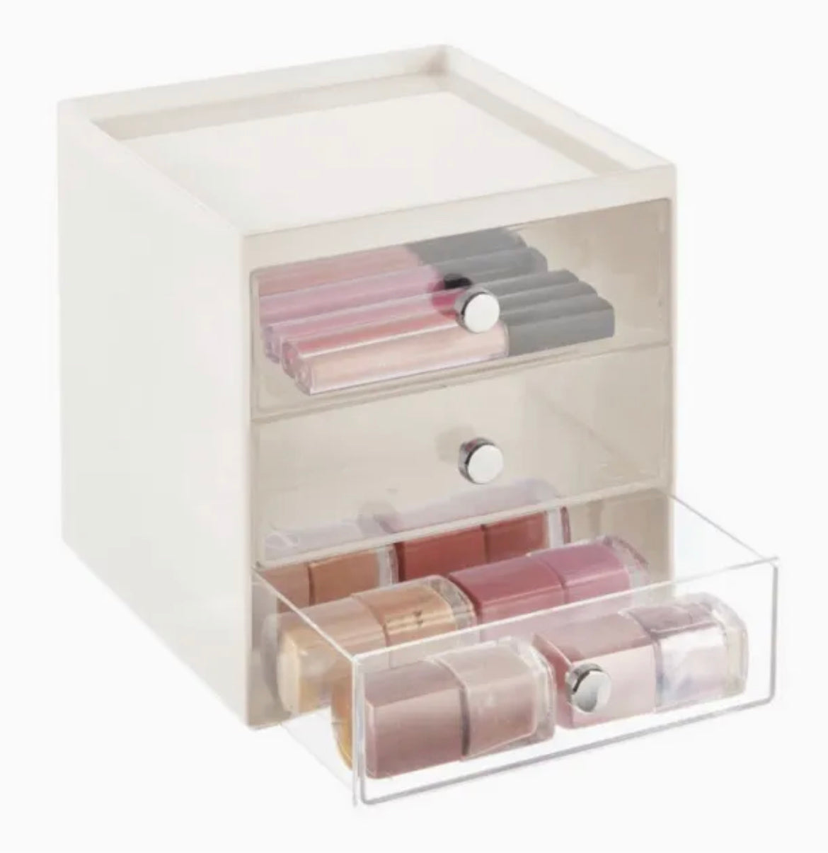 Make Up Organiser/jewellery Box/Stackable Storage-3 Drawers Mint/Clear