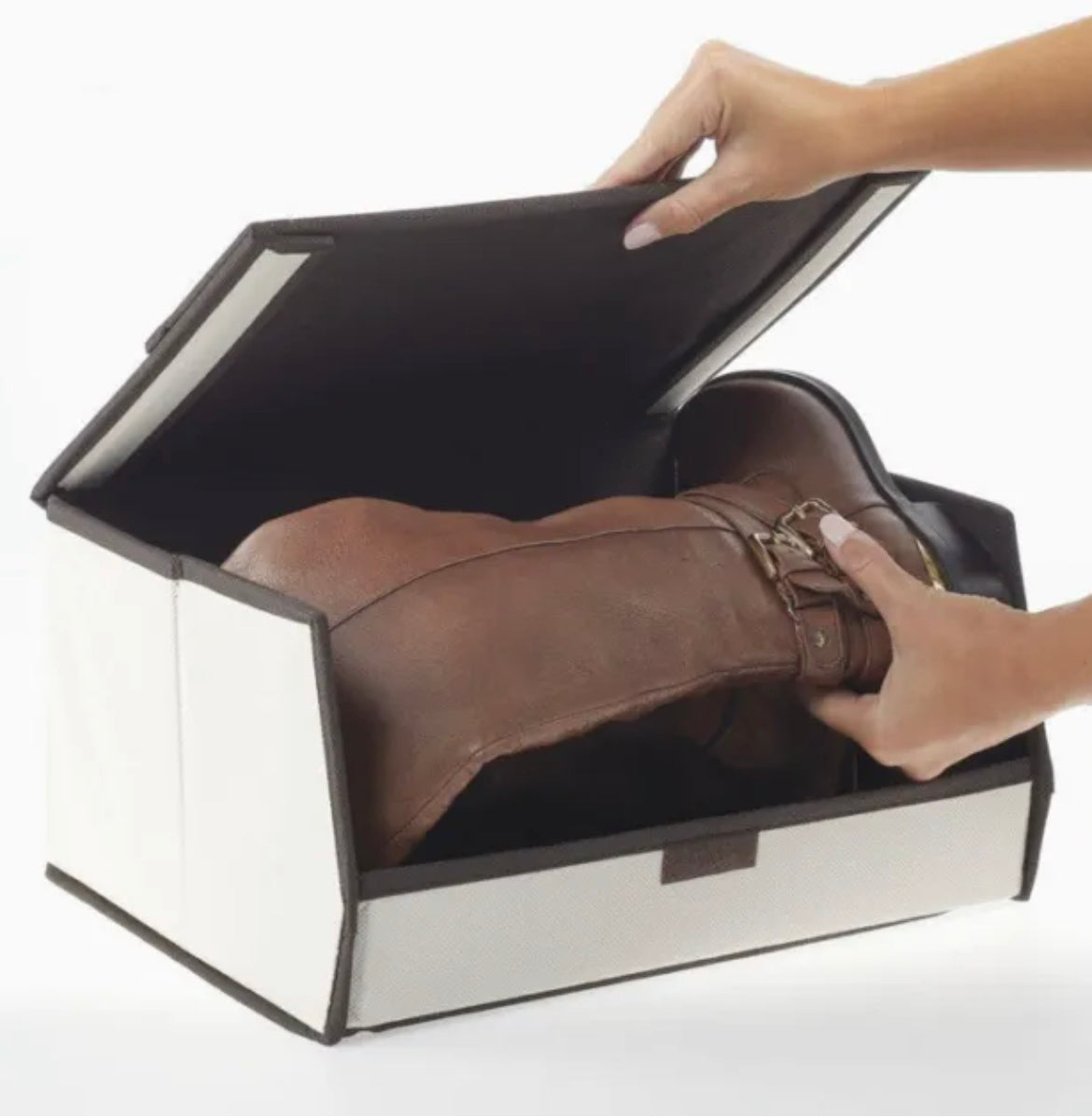 Shoe storage Boxes Stackable large set of 2 fabric shoebox with lid-fashion