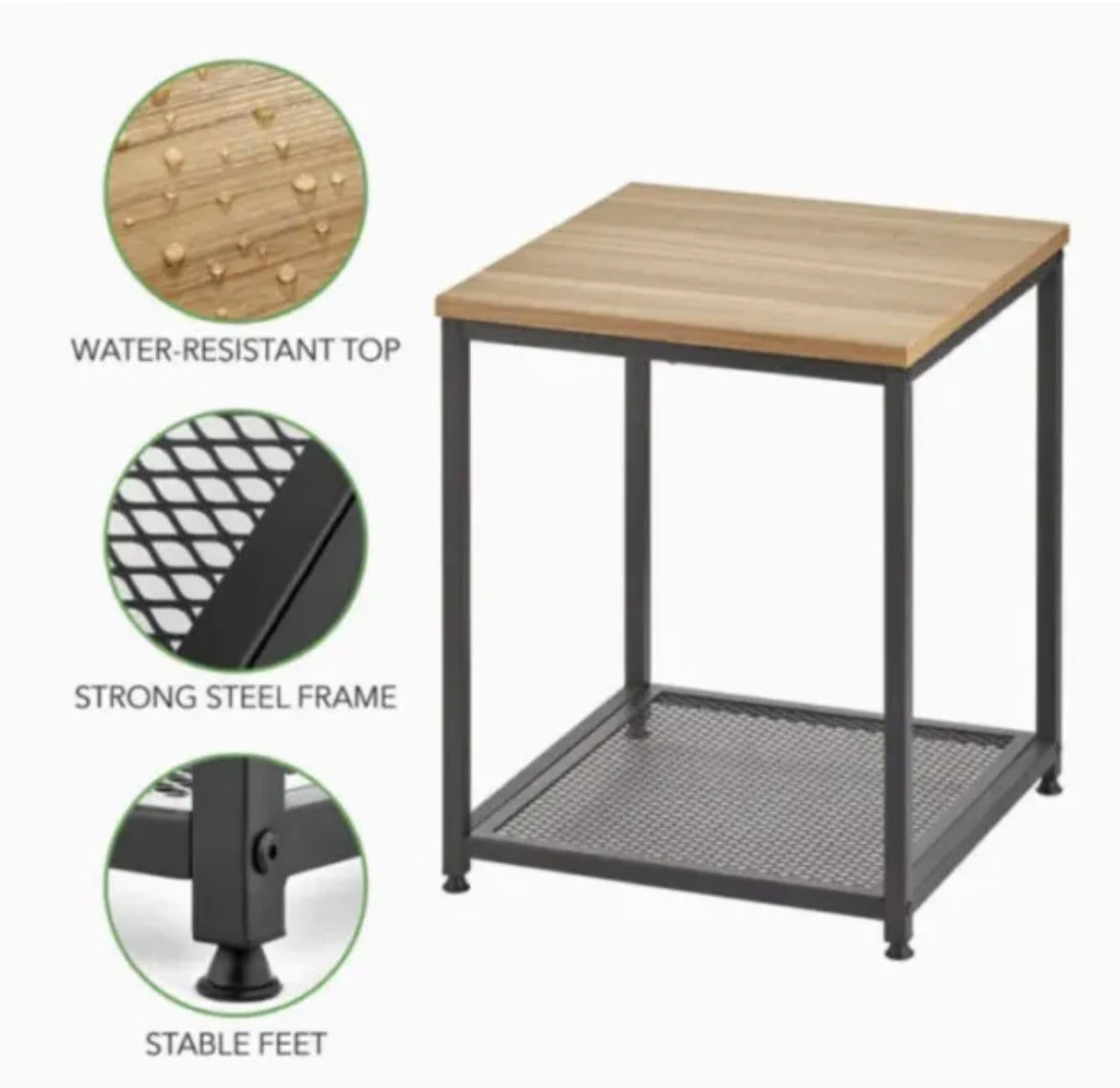 Side Table For Living room Black -2tier wash Grey Home-kitchen-office-Computer