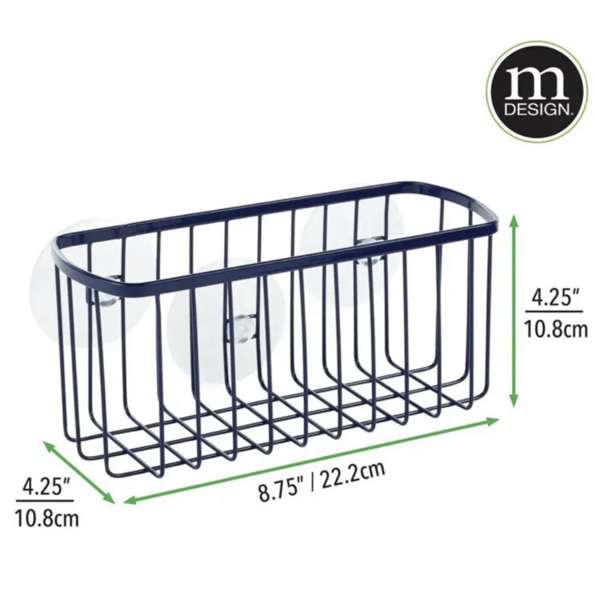Suction Shower Caddy 2x Set Storage Basket-bathroom -Navy Blue