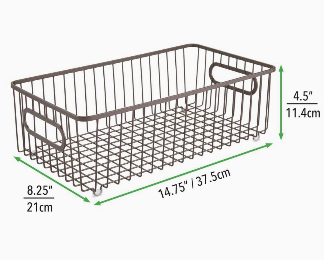 1x wire Storage basket with handles For Kitchen- Home-office- Graphite