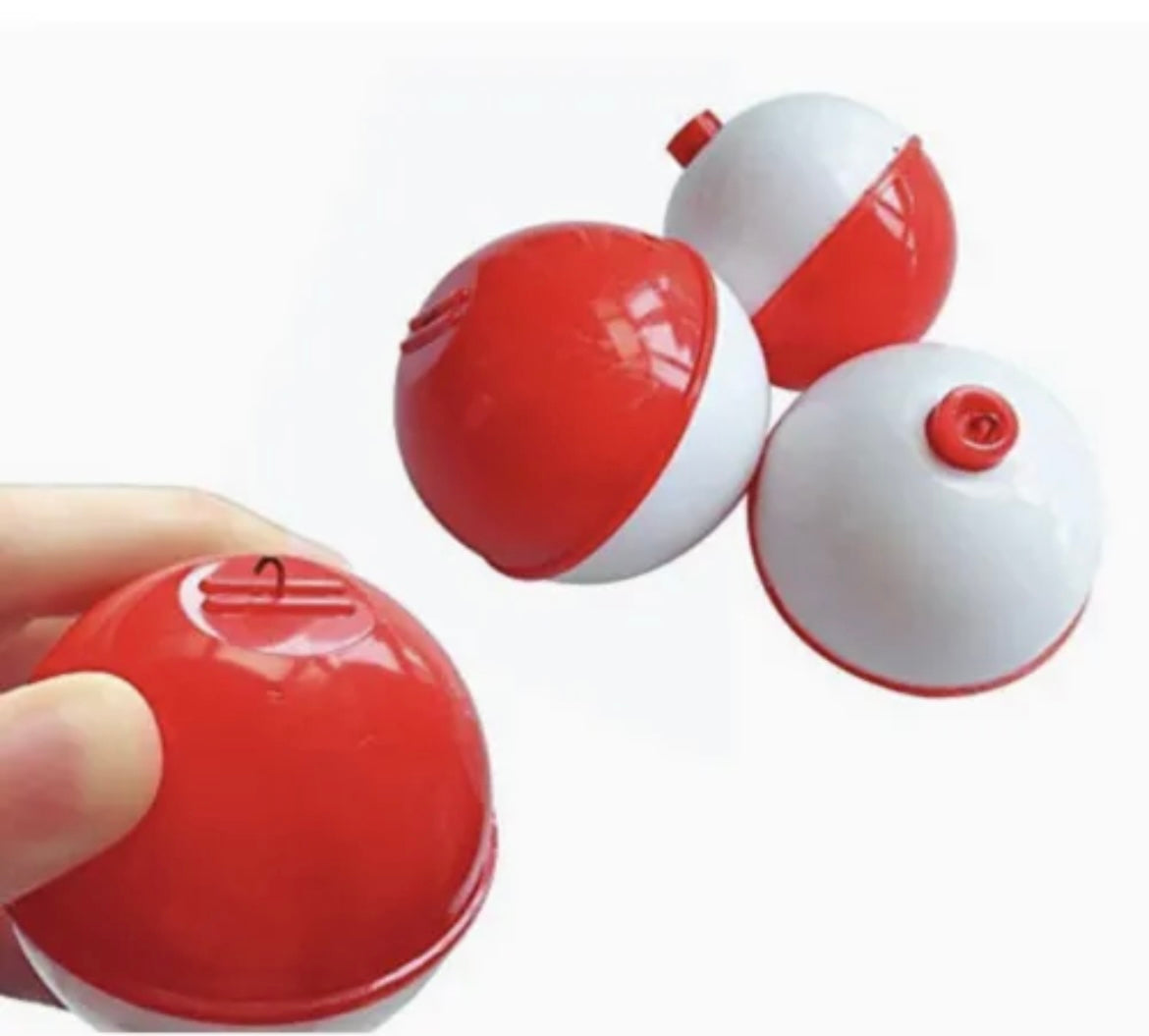 Bobbers hard ABS snap-on floats.Red/White -Fishing Floats 50x