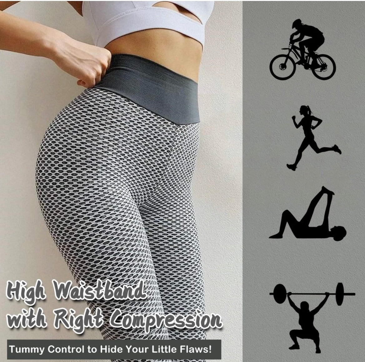 Women Butt Lift Leggings Anti-Cellulite High Waist Push Up Yoga Pants Gym  Sport